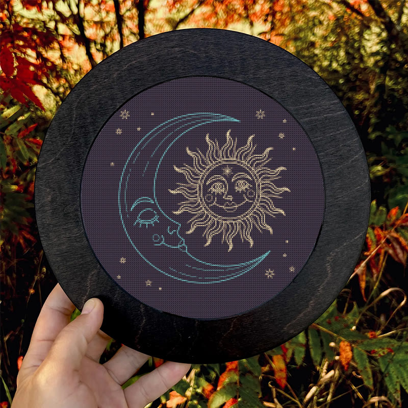  Cross Stitch Kit - Glittering Sun And Moon | Mystical Needle Artwork | Perfect For Wall Hanging  - image 5