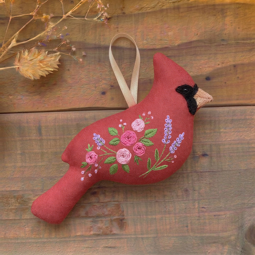 Rubbyoo Cardinal Embroidery Kit - Lavender And Rose Pattern | Handmade Gift Idea | Window Hanging Decoration - image 4