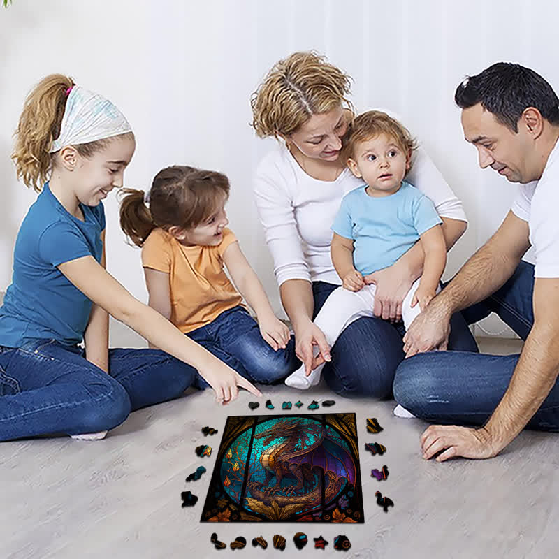 Rubbyoo Dragon Stained -2 Wooden Jigsaw Puzzle