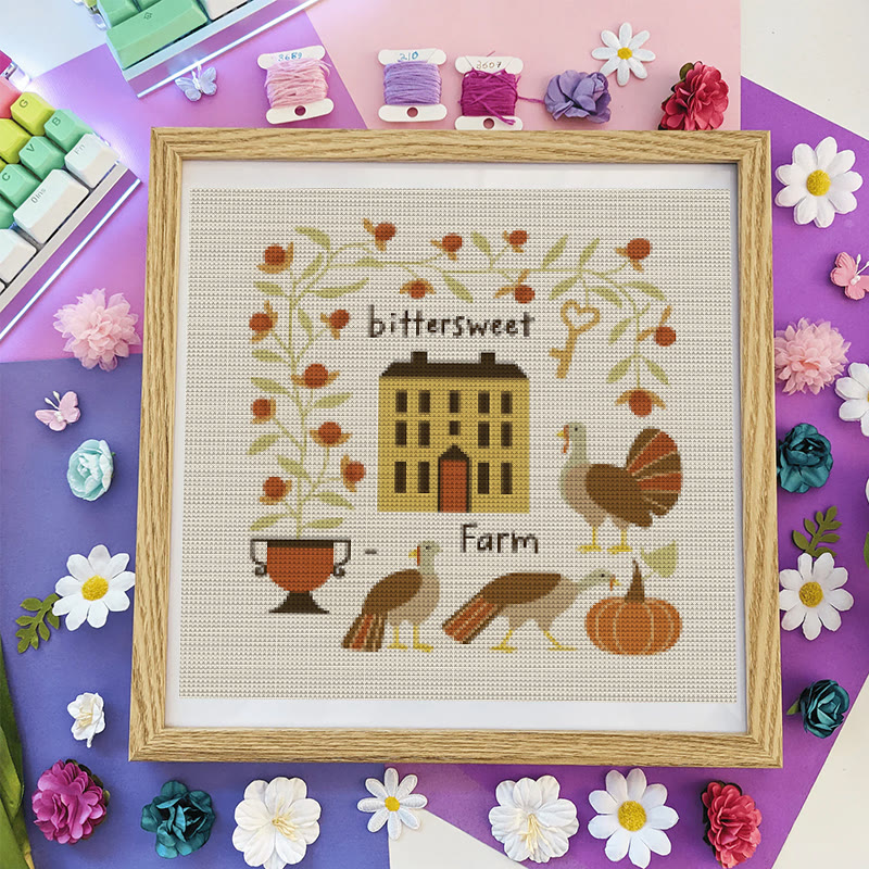 Cross Stitch Kit - Bittersweet Farm | Fall Home Ornament | Halloween Pumpkin Craft  - image 5