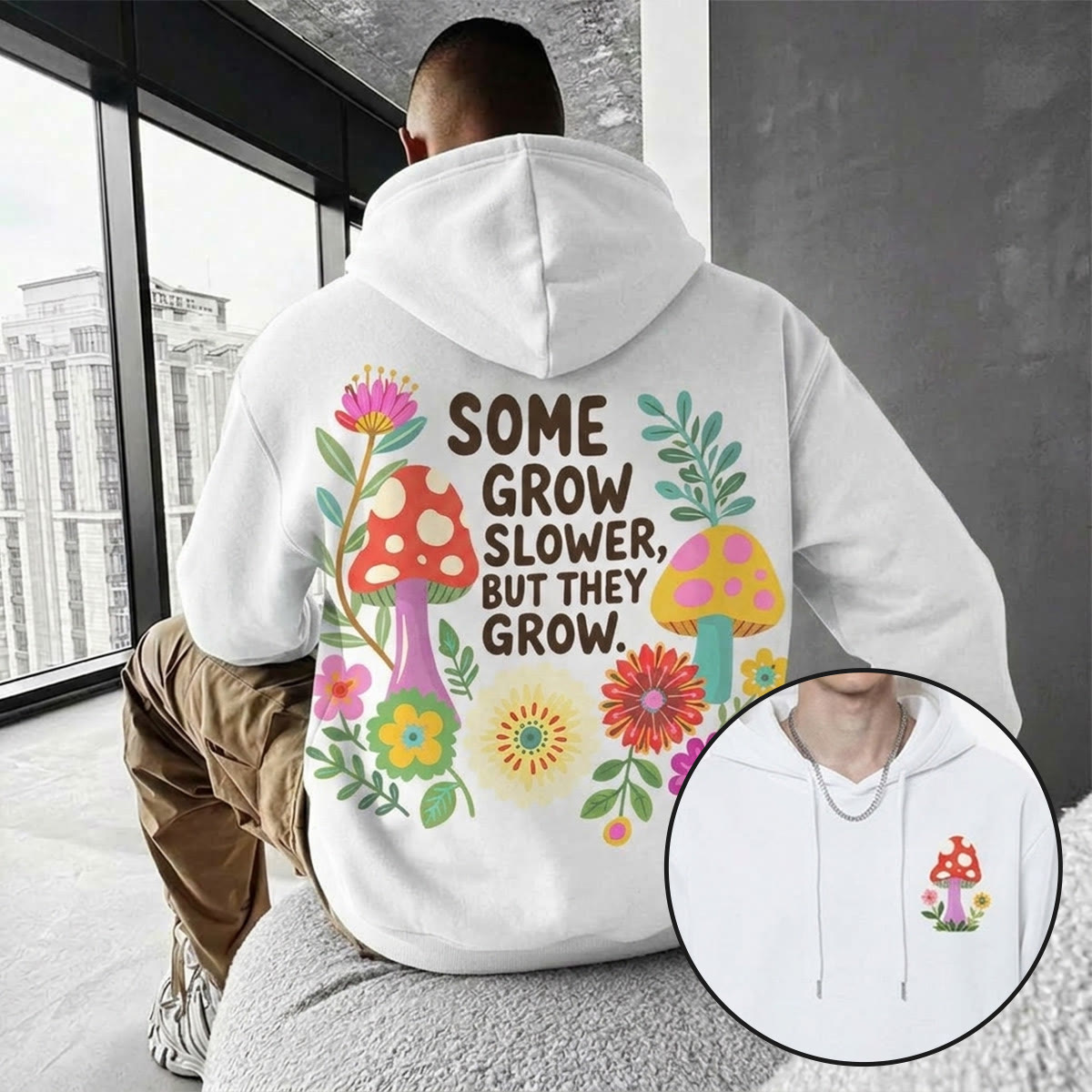 Rubbyoo Some Grow Slower But They Grow Unisex Hoodie  - image 4
