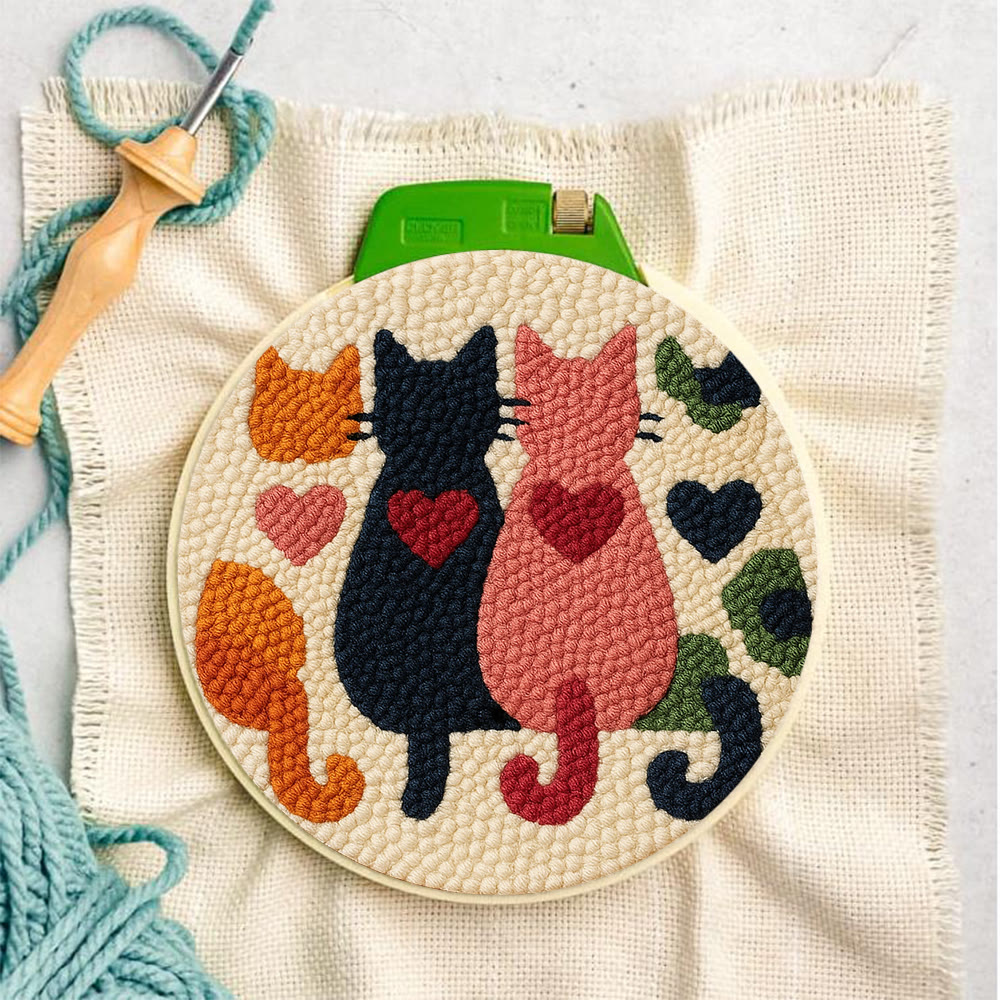Charming Heart Cat Silhouette Punch Needle Kit – Valentine's Day Gifting Option | Thoughtful Handmade Craft - image 8