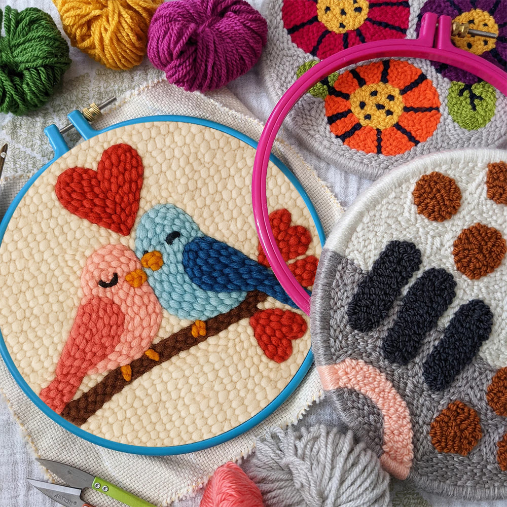 Blush Blue Cuddling Bird Heart Punch Needle Kit – Beginner-easy Diy Undertaking | Sweet Gifting Standout - image 10