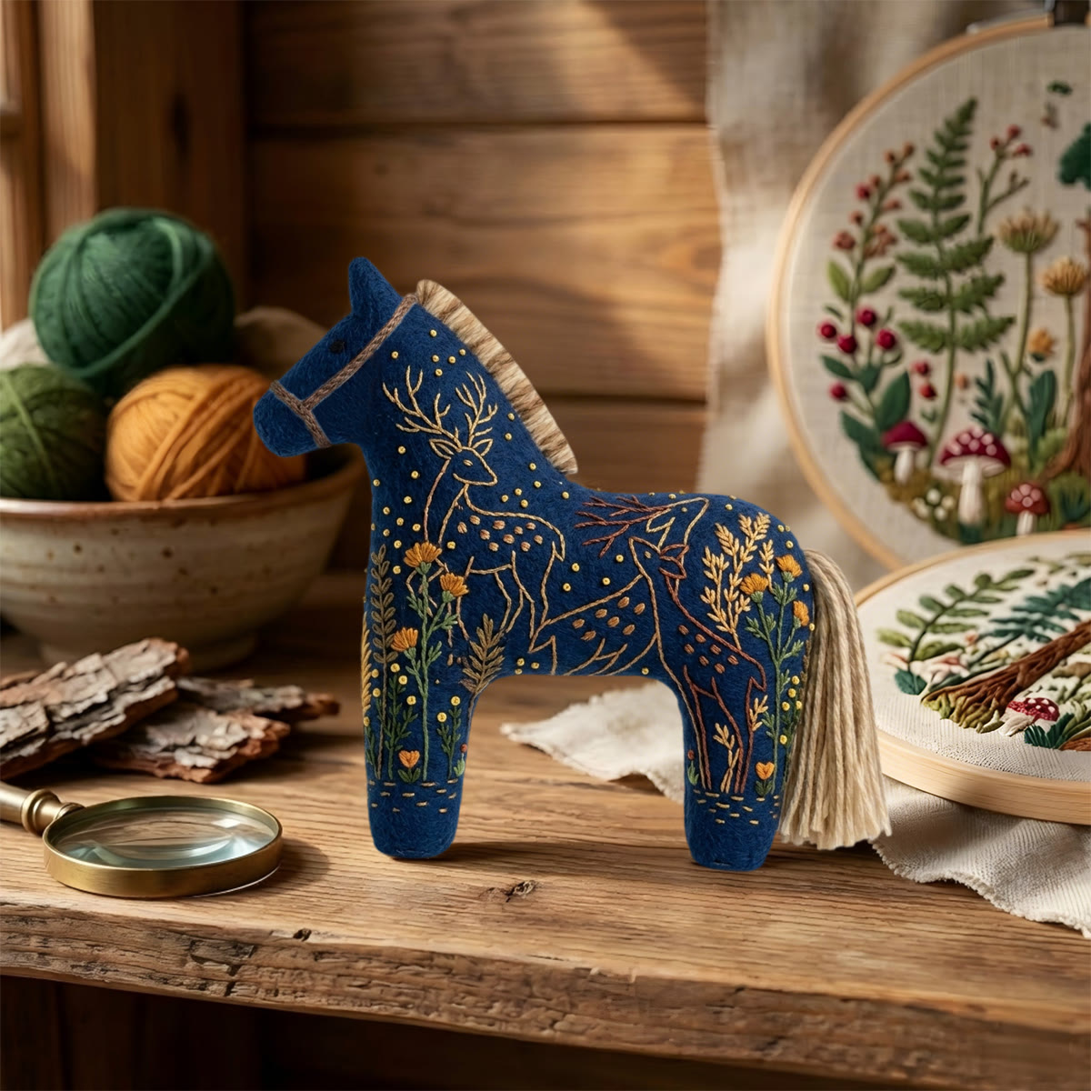 Rubbyoo Dala Horse Embroidery Kit - Golden Deer In Meadow | Unique Holiday Gift For Her | Whimsical And Elegant Bag Charm - image 6