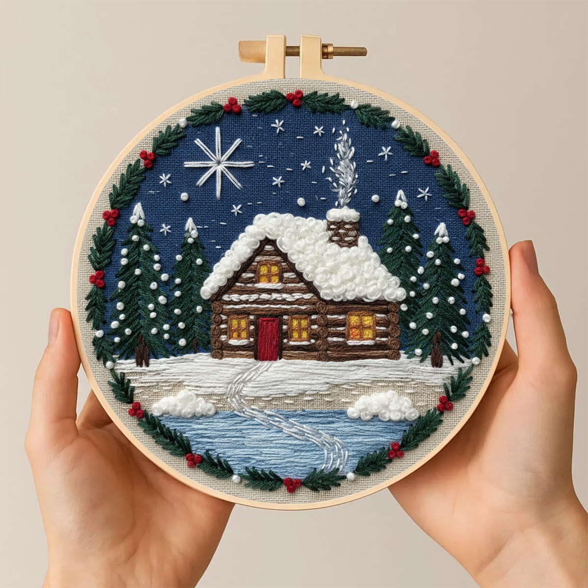 Rubbyoo Embroidery Kit - Christmas Snow Scene | Stitch Art For Beginner | Perfect Wall Hanging  - image 7