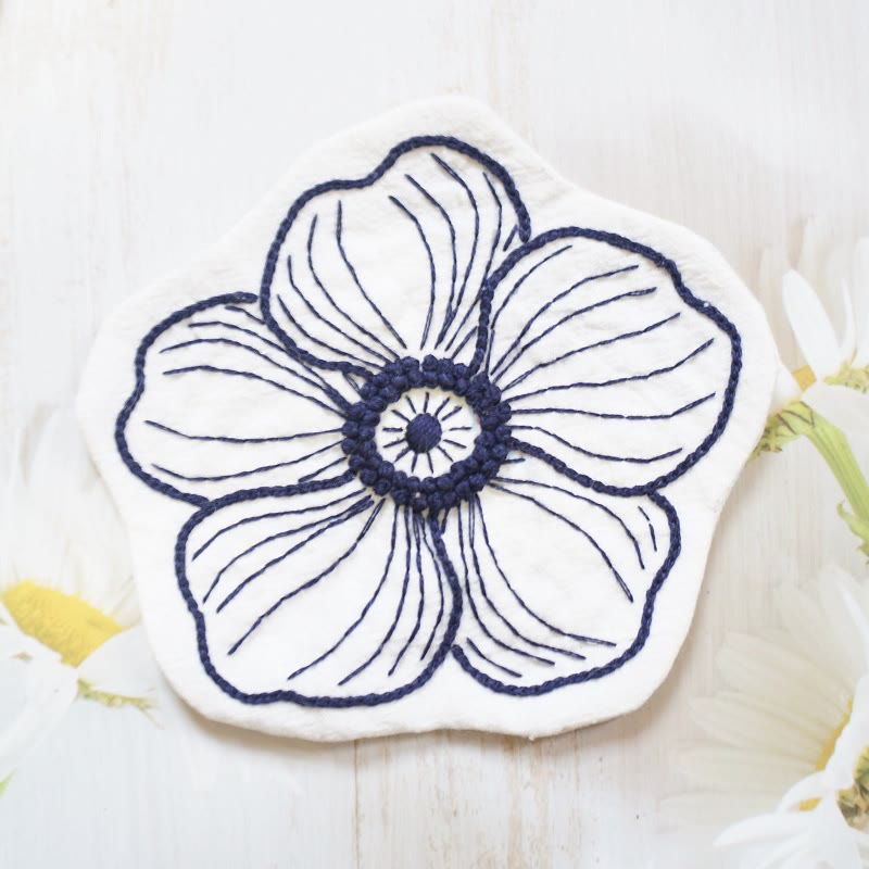 Embroidery Flower Coasters Kit | Creative Desk Decoration | Nice Handmade Gift | Diy Cup Mat - Flower A - image 7