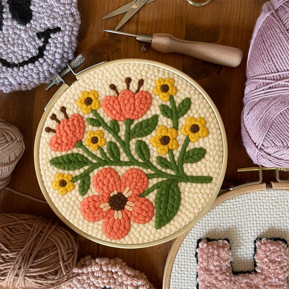 Peach-toned Floral Cluster Punch Needle Kit – Soothing Decor Addition | Unfussy Handcraft Work - image 8