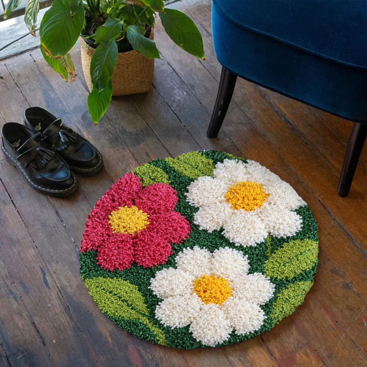 Rubbyoo Latch Hook Rug Kit - Spring Flowers | Tufted Floor Carpet | Diy Home Decor - image 7