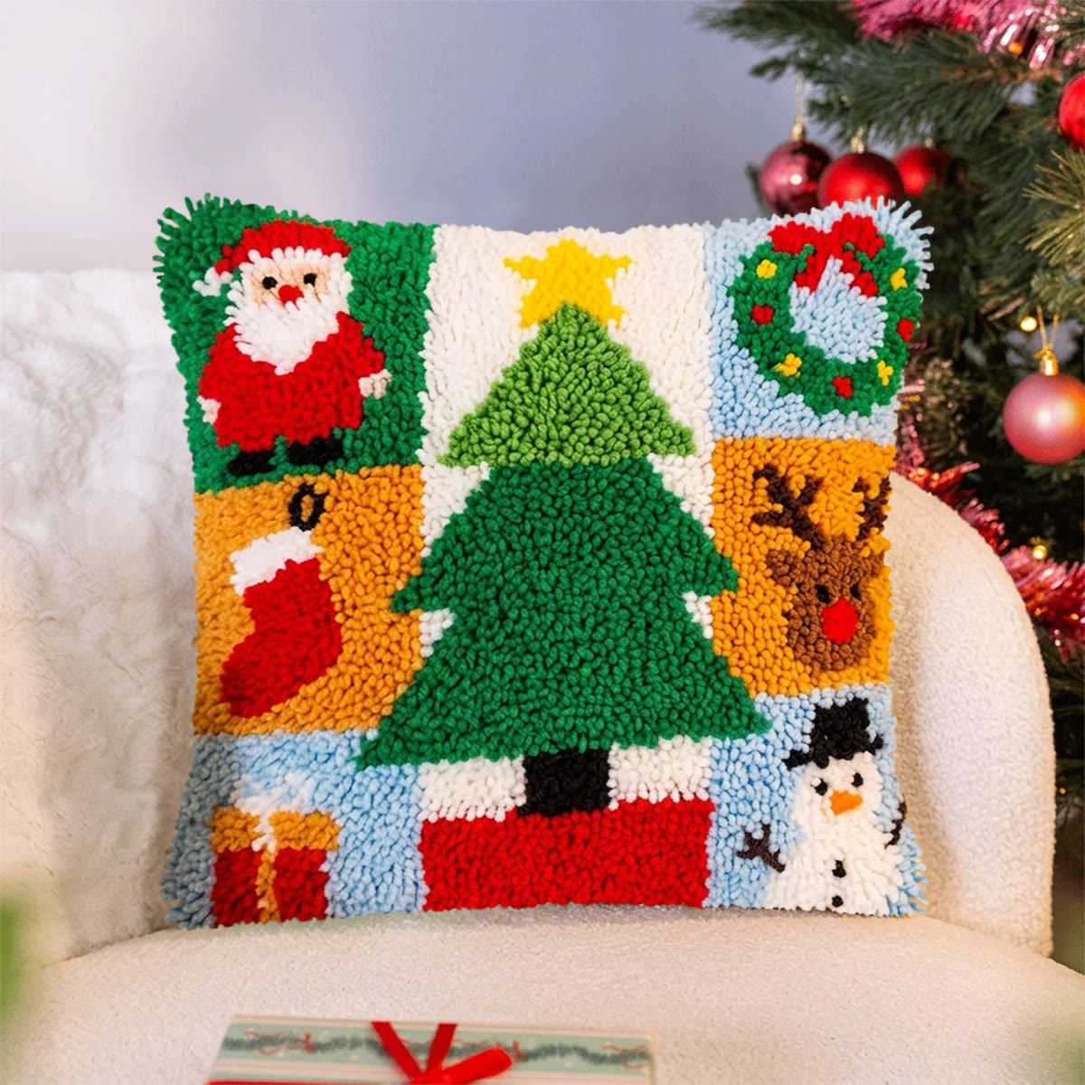 Rubbyoo Latch Hook Pillow Kit - Christmas Party | Diy Holiday Decor | Perfect Decoration For Couch - image 6