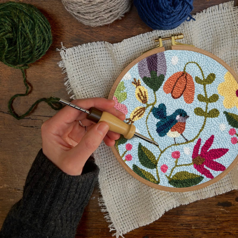 Colorful Bird And Blooming Floral Punch Needle Kit – Charming Handmade Gift | Beginner-friendly Diy - image 6