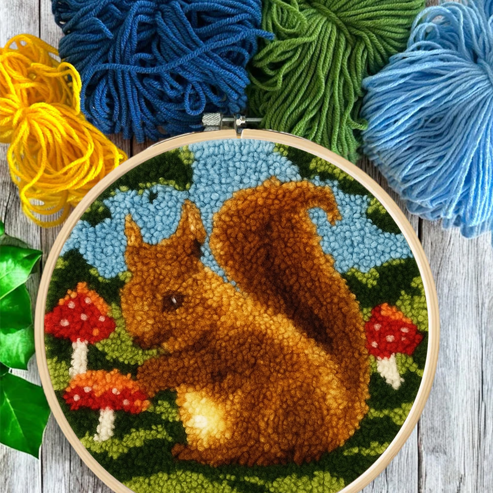 Squirrel Mushroom Punch Needle Kit - Nature Craft | Ideal for Home Decor - image 8
