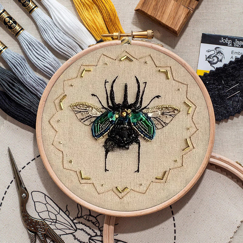 Rubbyoo Bead Embroidery Kit - Black Scarab | Handmade Craft For Adults | Easy Insect Needlepoint - image 9
