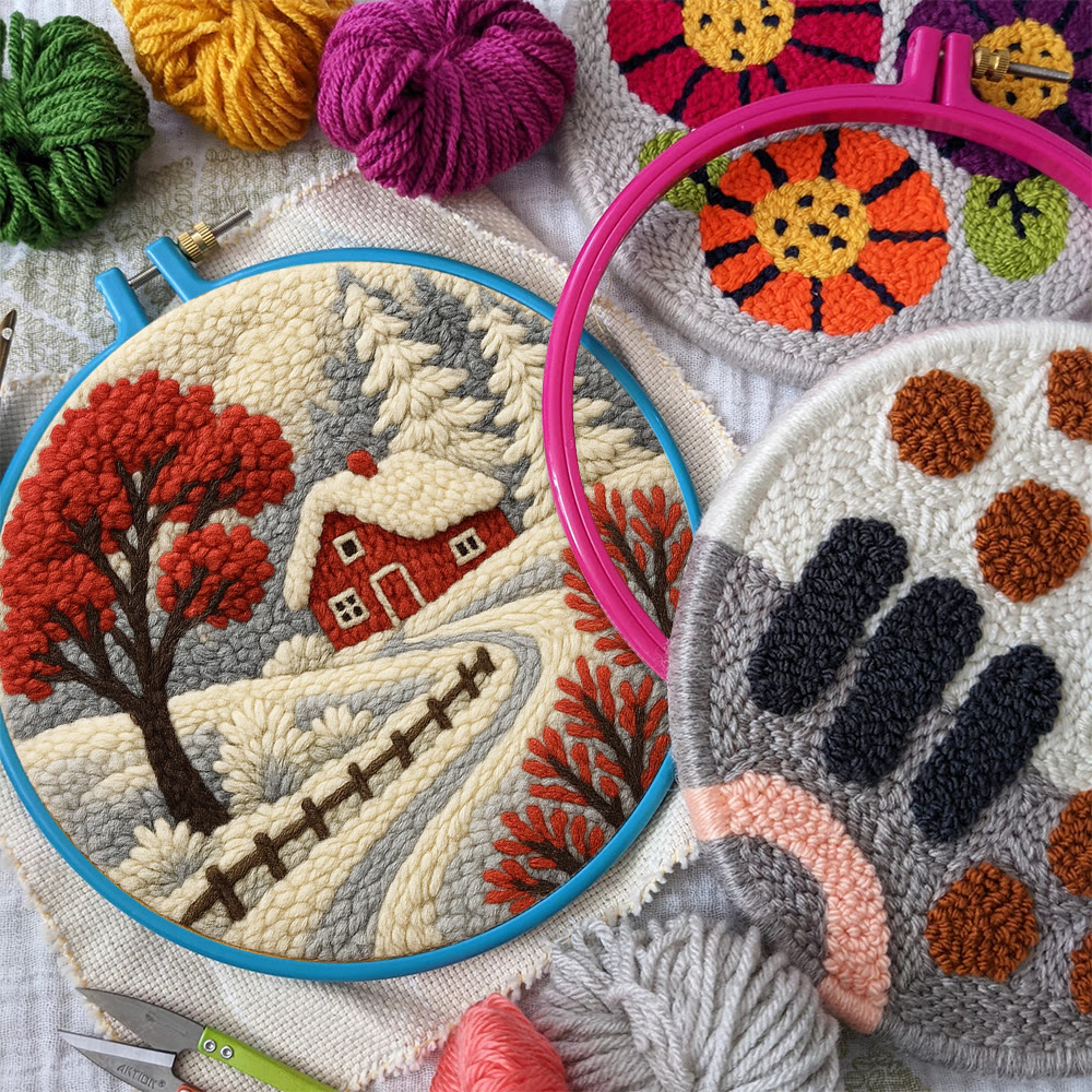 Winter Cottage Punch Needle Kit – Perfect Gift for Craft Lovers | Scenic Handmade Home Decor - image 9