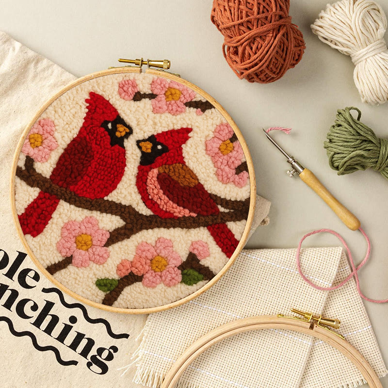  Romantic Cardinals Punch Needle Kit - Unique Birds Decoration | Perfect Handicraft For Lover - image 3
