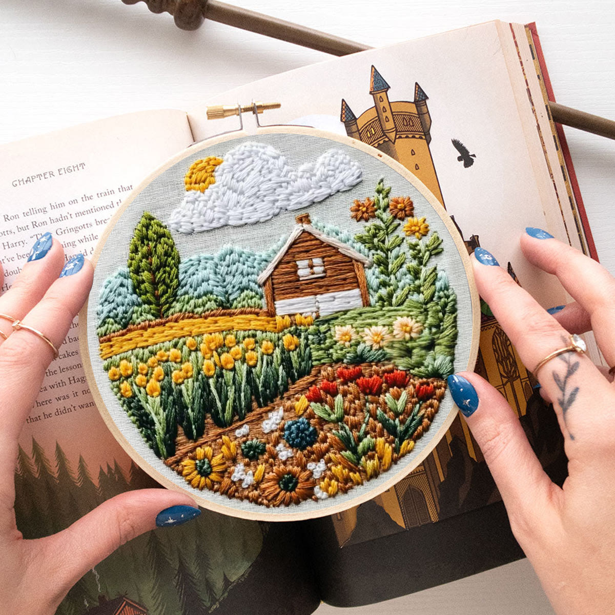 Rubbyoo Embroidery Kit - Pastoral Scenery | Diy Landscape Craft | Easy Art Hoop Kit  - image 4