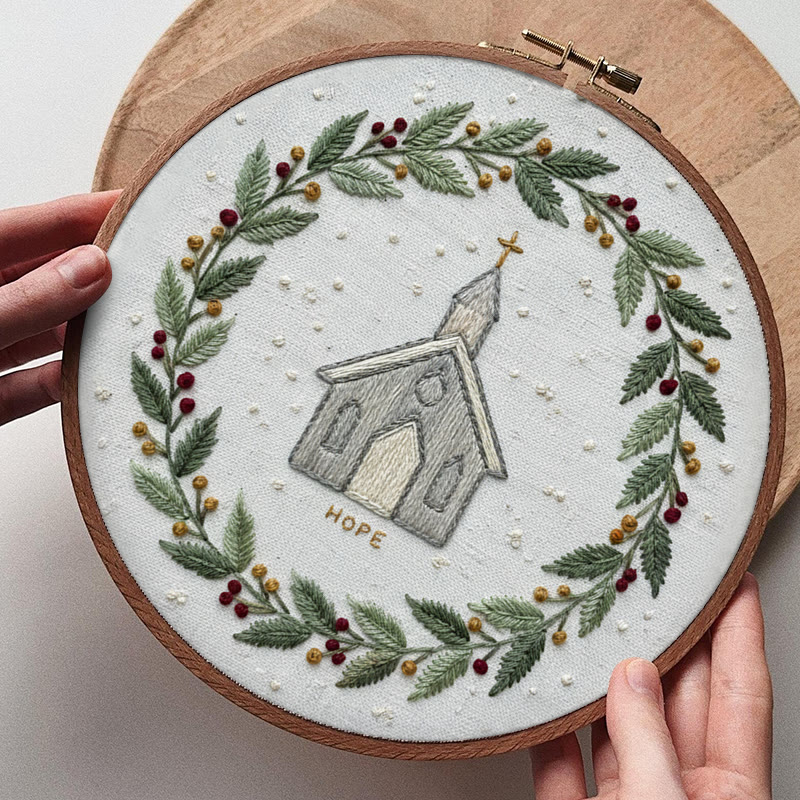 Rubbyoo Embroidery Kit -  Rustic Church | Christian Home Decor | Christmas Handmade Stitchwork  - image 6