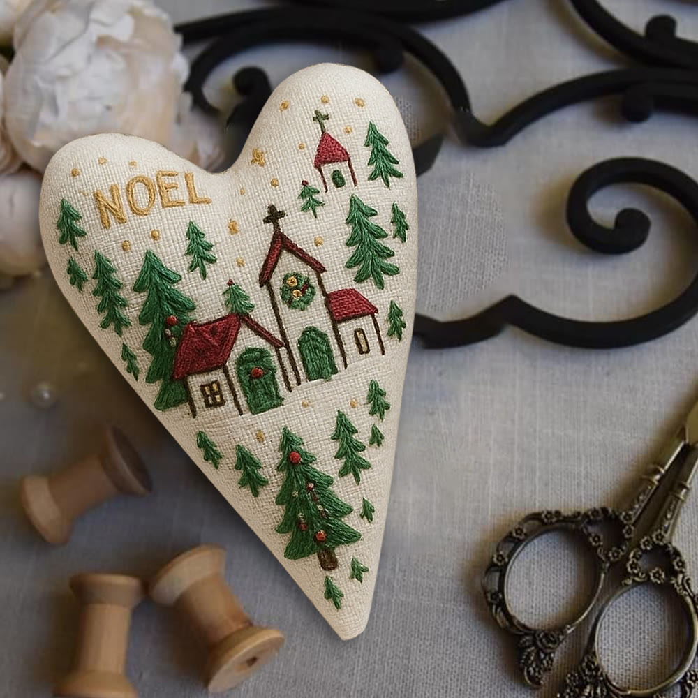 Rubbyoo Heart Embroidery Kit - Church | Christmas Decoration | Handmade Needle Artwork - image 3