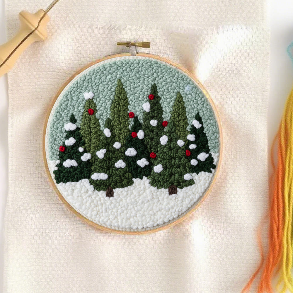 Snowy Pine Grove Punch Needle Kit – Gift for Her | Home Hanging Decor - image 3