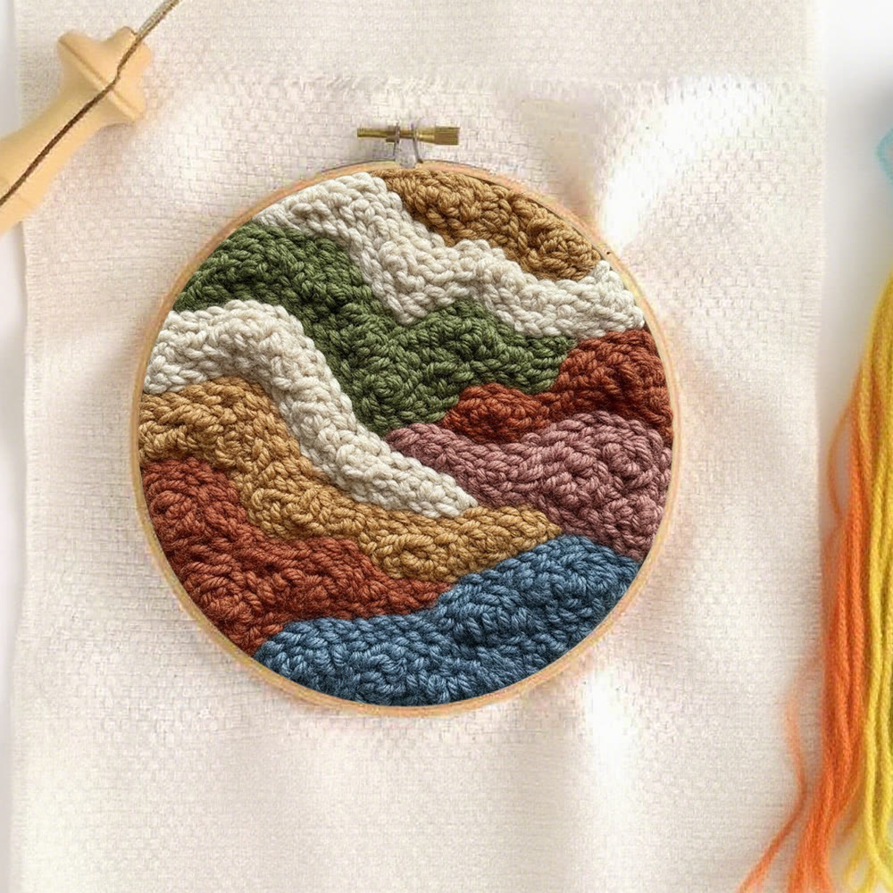 Soft-toned Wave Texture Punch Needle Kit – Stylish Artistic Wall Ornament | Effortless Simple Diy Handcraft - image 6