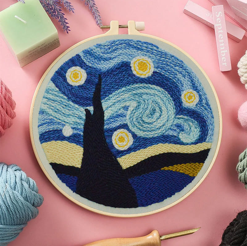  Starry Night Sky Punch Needle Kit - Beginner's Needle Set | Diy Landscape Craft  - image 9