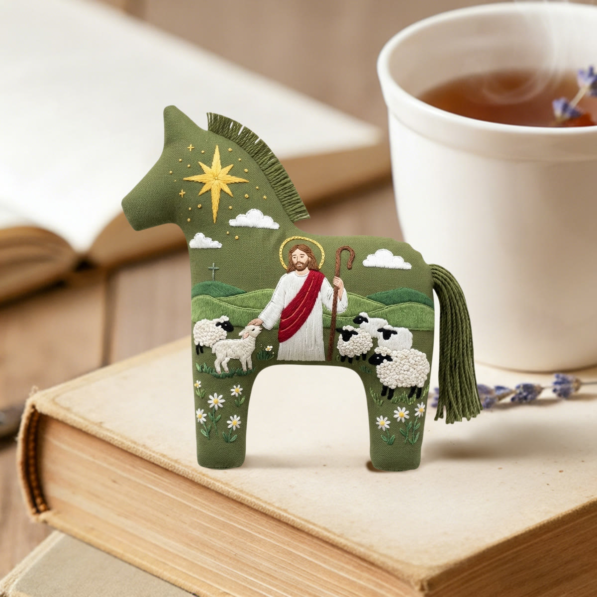 Rubbyoo Dala Horse Embroidery Kit - The Shepherd Saint Jesus | Religious Holiday Accent | Christmas Hoop Art Gift For Faith-filled Families - image 4