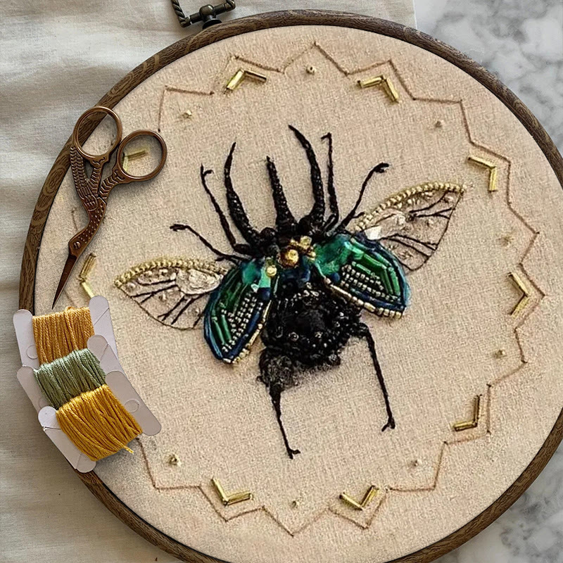 Rubbyoo Bead Embroidery Kit - Black Scarab | Handmade Craft For Adults | Easy Insect Needlepoint - image 7