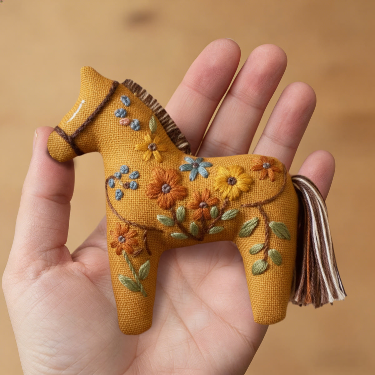 Rubbyoo Dala Horse Embroidery Kit - Yellow Wildflower Vine | Simple Handwork | Sweet Table Decoration - image 7