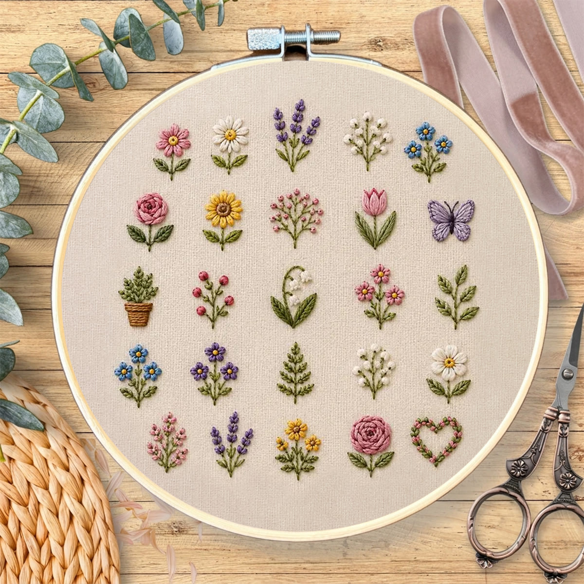 Rubbyoo Embroidery Kit - Bouquet Of Flowers | Handmade Beautiful Gift For Her | Entry-Level Floral Pattern Sewing Kit - image 7
