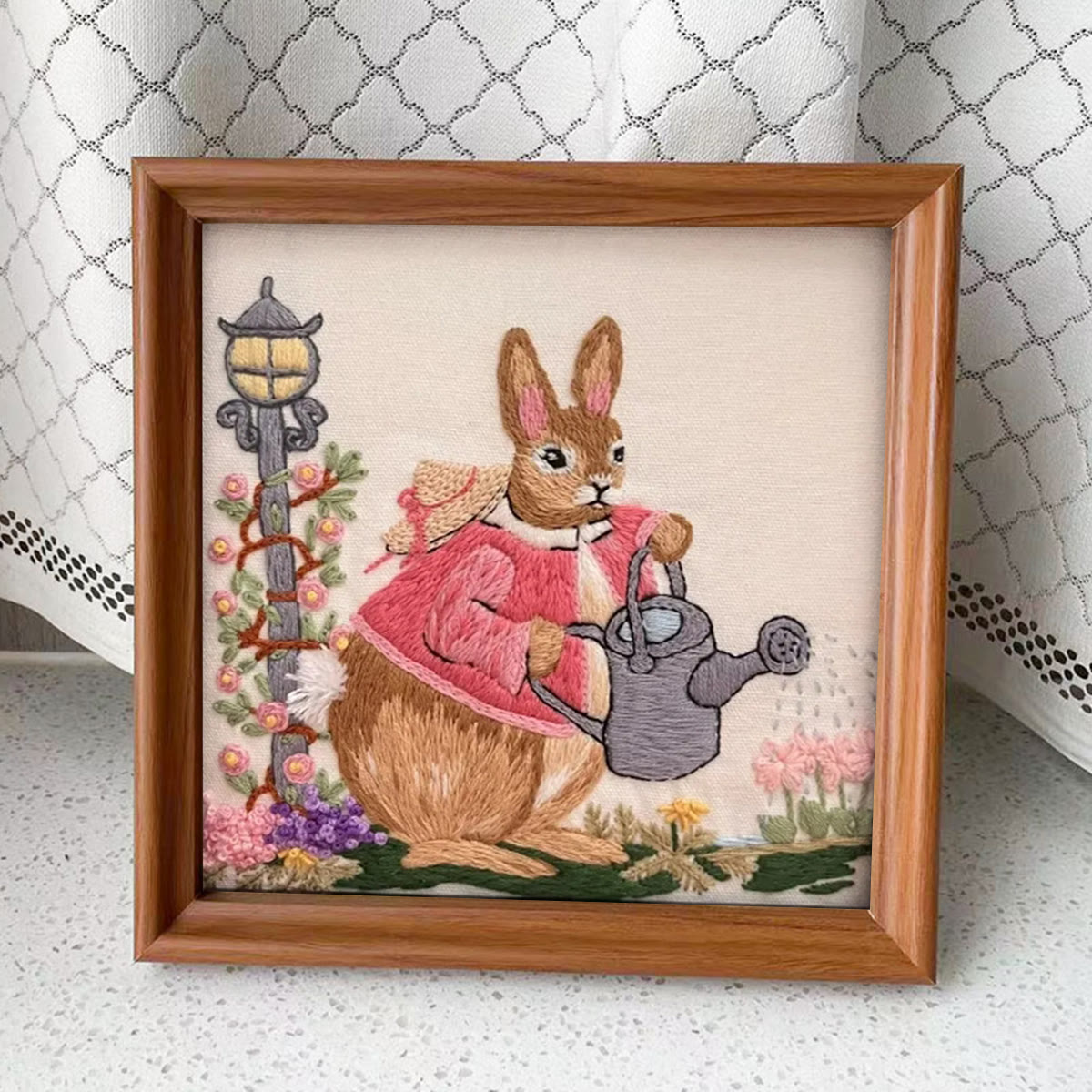 Rubbyoo Embroidery Kit - Watering Bunny | Adorable Animal Craft | Perfect Wall Ornament - Embroidery Kit Plus An Extra Frame - image 12