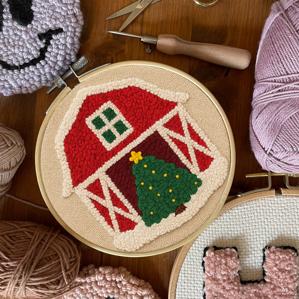 Christmas House Punch Needle Kit - Personalized Holiday Ornament | Home Hanging Art - image 4