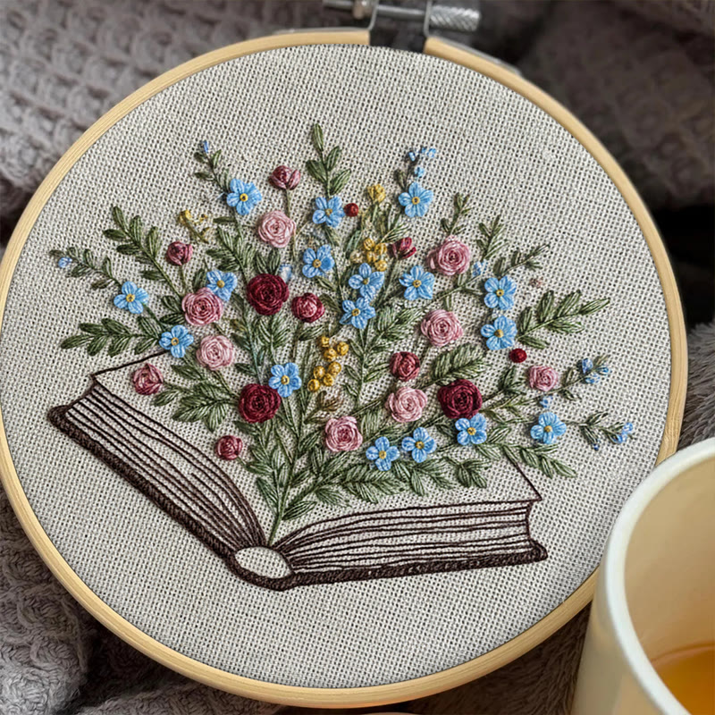 Rubbyoo Embroidery Kit - Blooming Book Bouquet | Handcrafted Floral Art | Perfect For Craft Lovers - image 6
