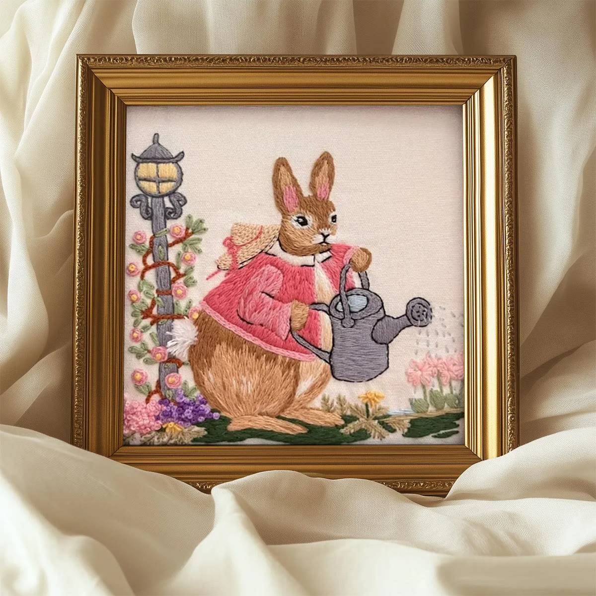 Rubbyoo Embroidery Kit - Watering Bunny | Adorable Animal Craft | Perfect Wall Ornament - image 8