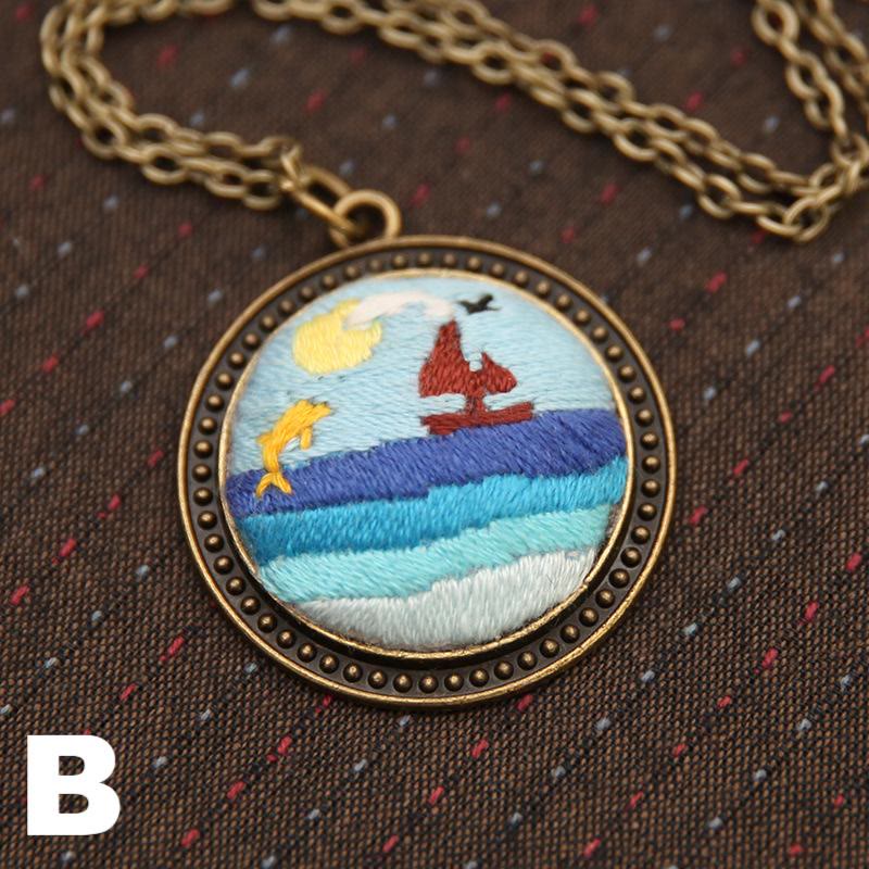 Embroidery Landscape Necklace Kits | Diy Backpack Pendant | Unique Birthday Gifts - B - image 6