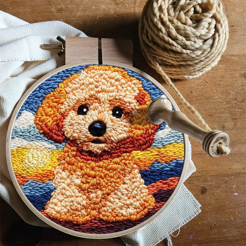  Poodle Dog Punch Needle Kit - Adorable Puppy Craft | Unique Handmade Artwork  - image 5
