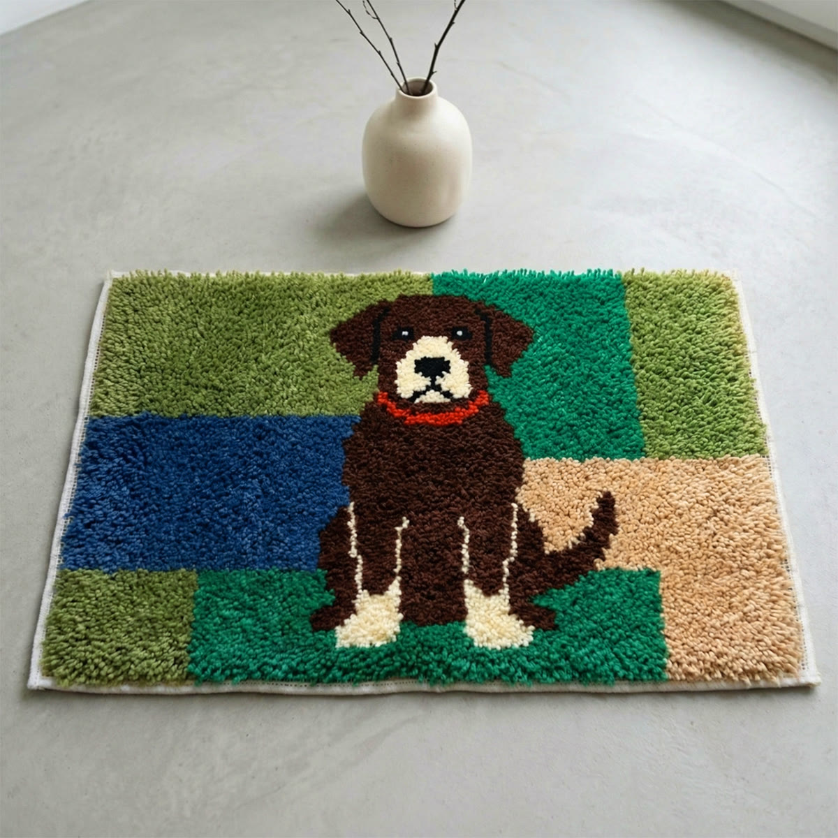 Rubbyoo Latch Hook Rug Kit - Brown Dog | Soft Fluffy Mat | Handmade Housewarming Gift - image 7