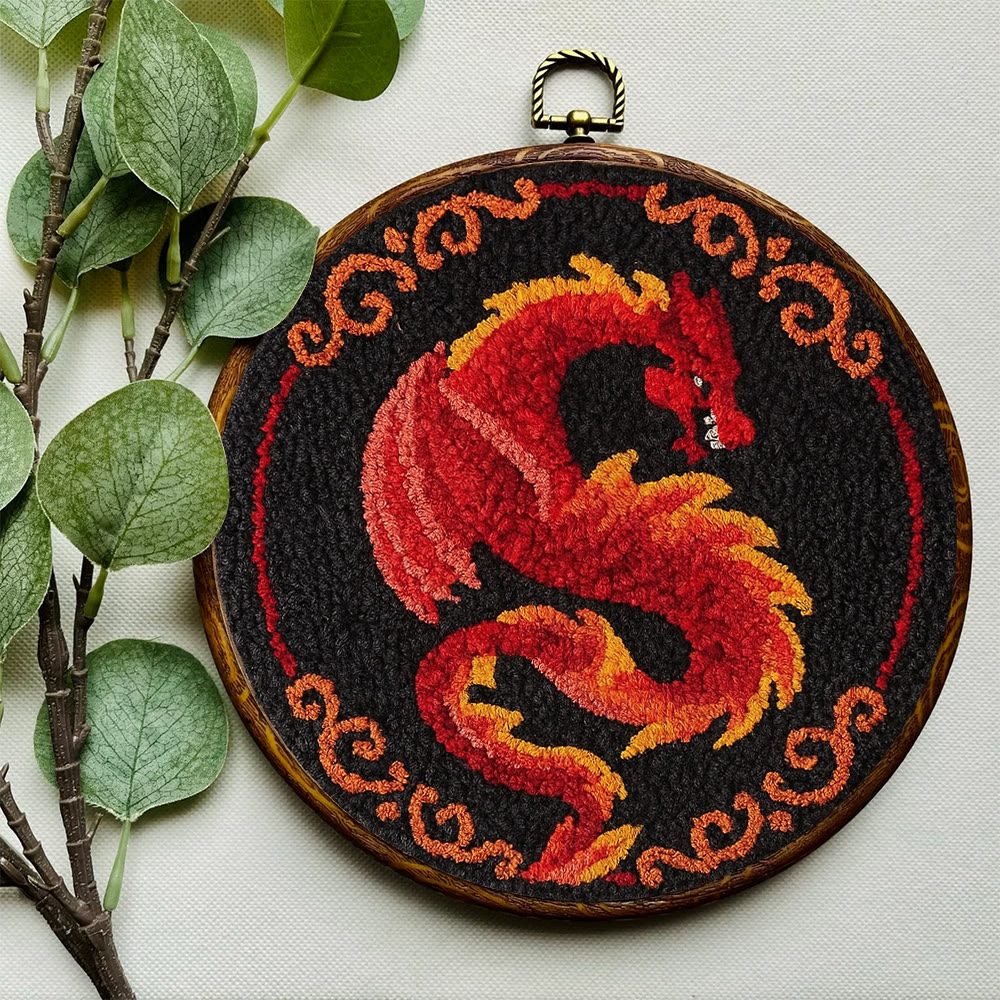 Fire Dragon Punch Needle Kit - Artisan-crafted Art | Fantasy Decor Accent - image 7