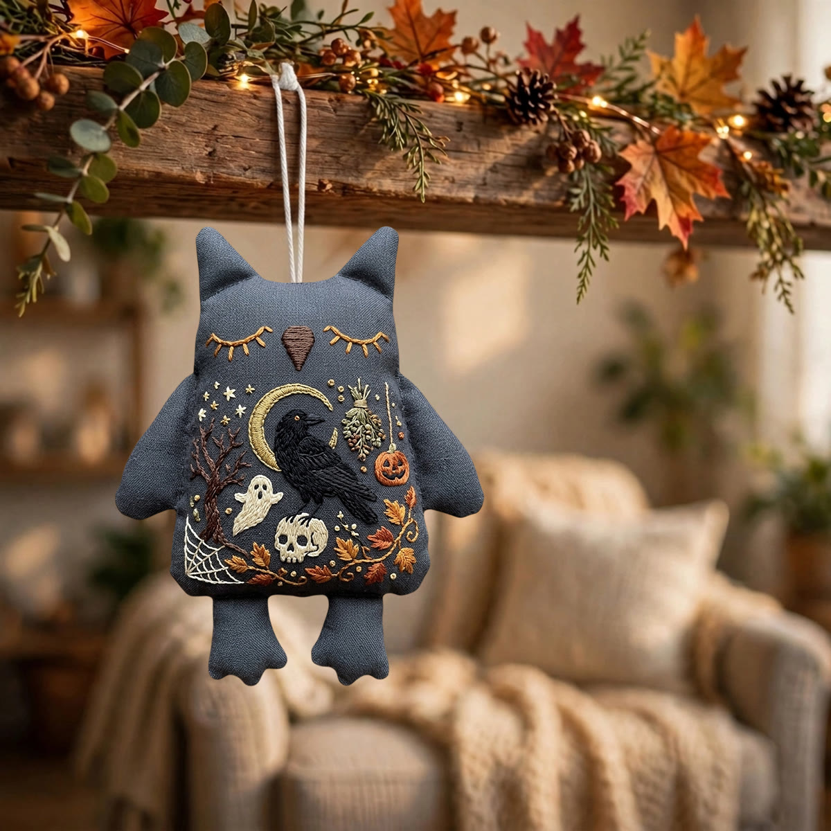 Rubbyoo Owl Embroidery Kit - Crow On Skull | Halloween Gift | Dark Academia Room Decor - image 5