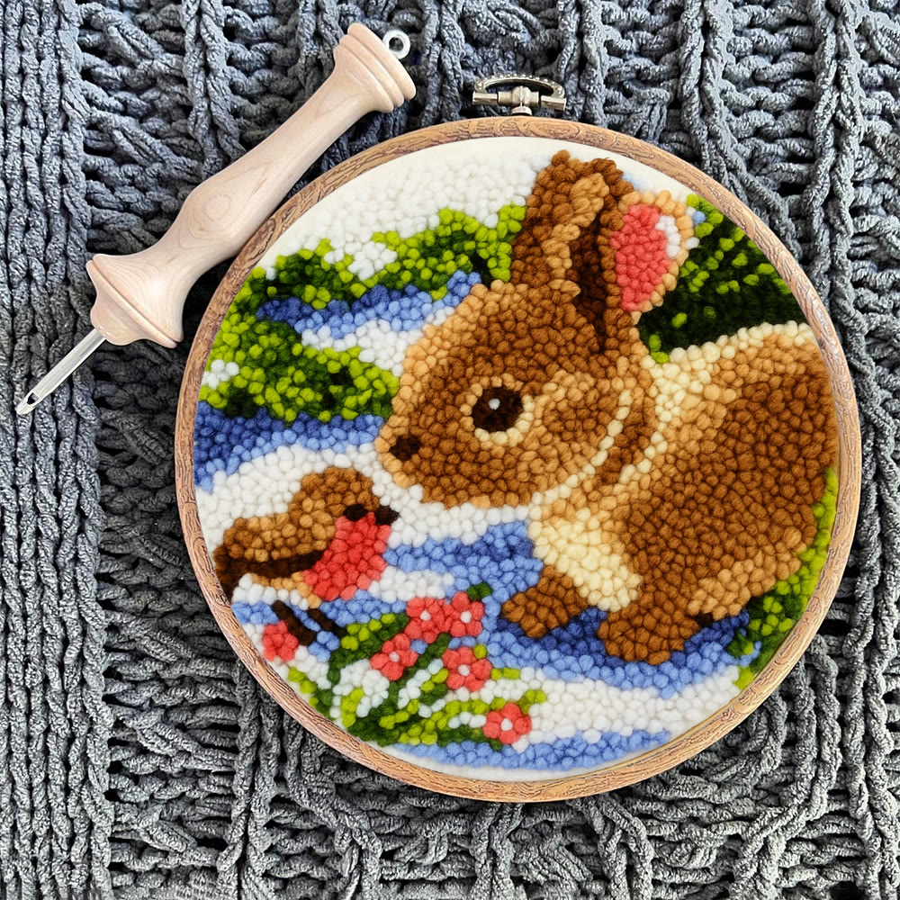 Realistic Bunny Punch Needle Kit – Beginner-friendly Project | Vibrant Handmade Nature Art - image 9