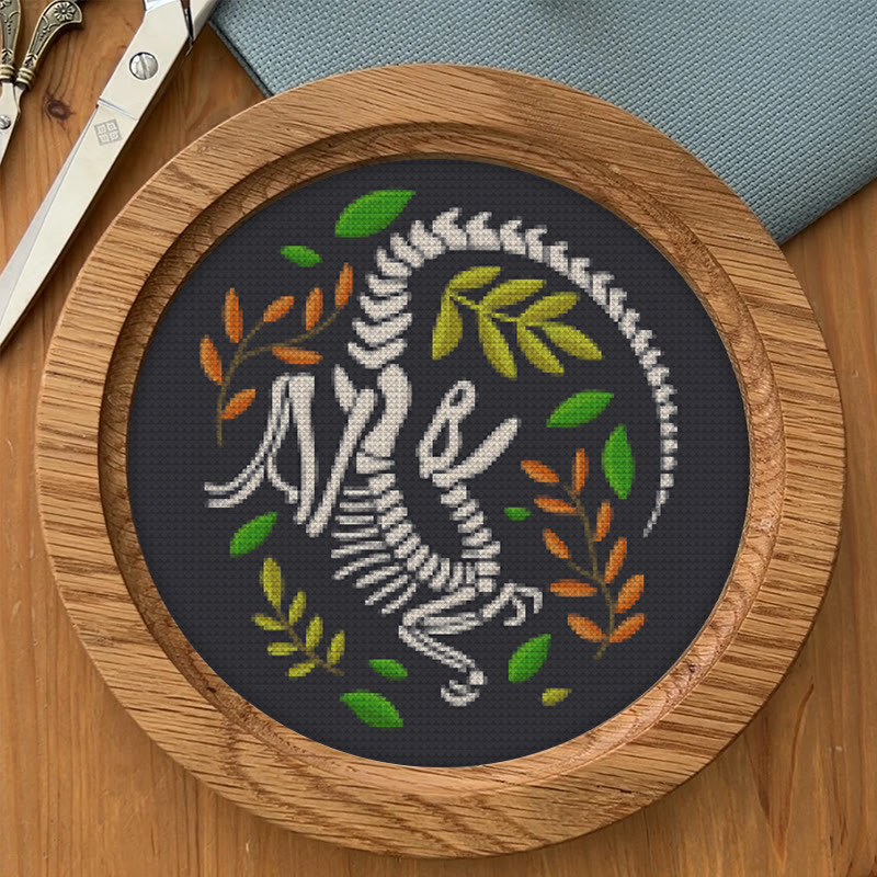 Cross Stitch Kit - Dinosaur Skeleton | Unique Wall Decor | Diy Craft For Handmade Lover - image 5