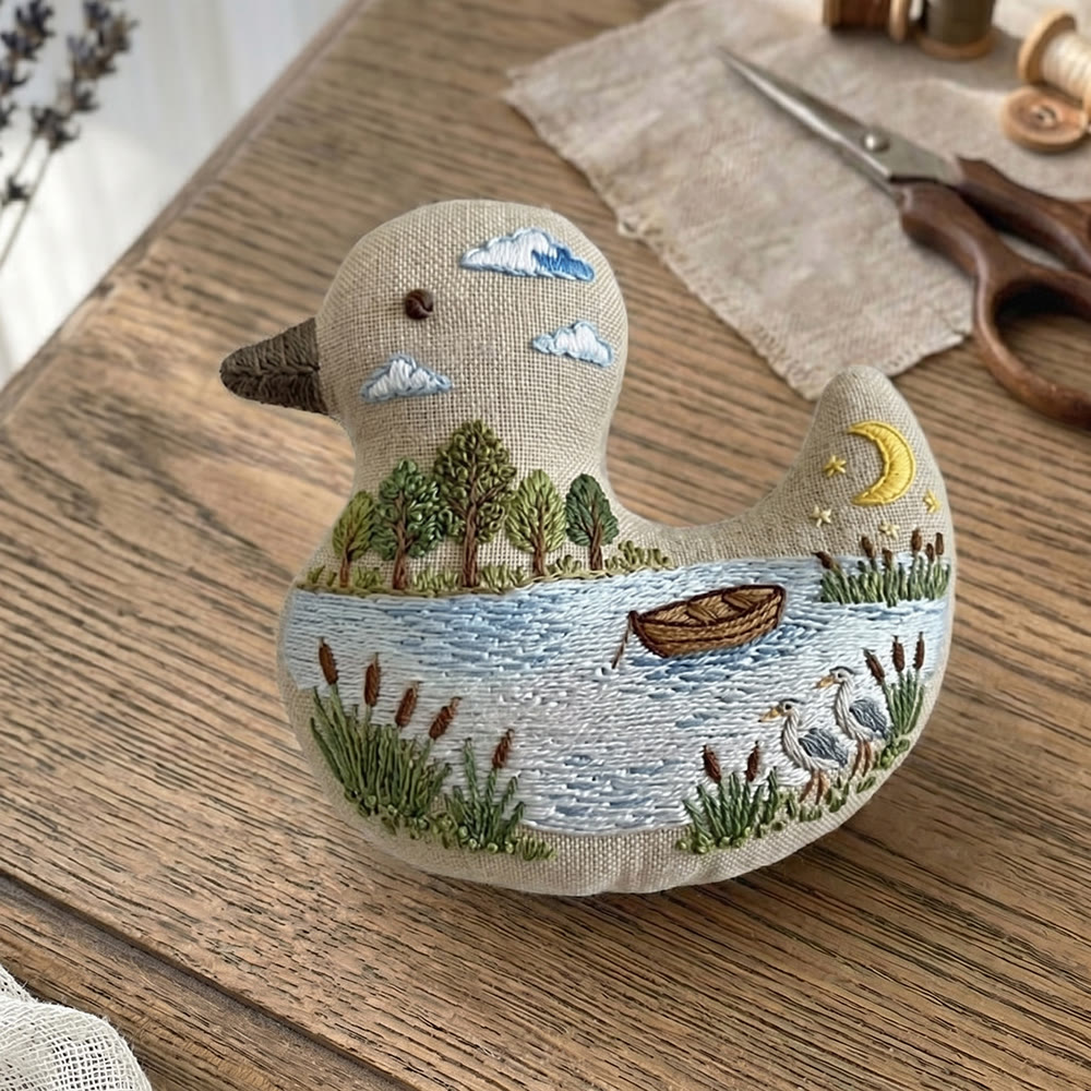 Rubbyoo Duck Embroidery Kit - Lakeside Wild Bird Landscape | Keychain Ornament | Unique Diy Craft Decor - image 6