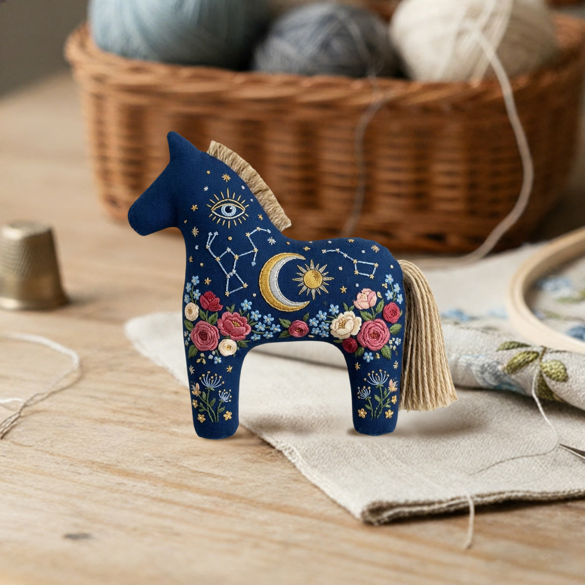 Rubbyoo Dala Horse Embroidery Kit - Sun And Moon | Unique Birthday Gift | Celestial Aesthetics Accessory - image 3