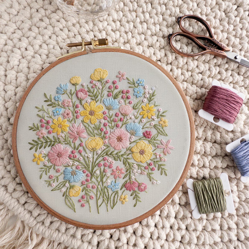 Rubbyoo Embroidery Kit - Colourful Flowers | Easy Stitch Craft | Unique Handmade Gift For Her - image 7