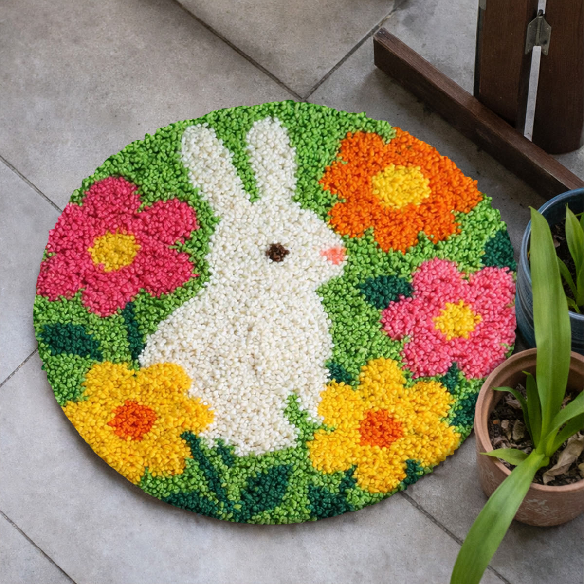 Rubbyoo Latch Hook Rug Kit - Cute Rabbit | Diy Handmade Art For Beginner | Perfect Easter Craft - image 6