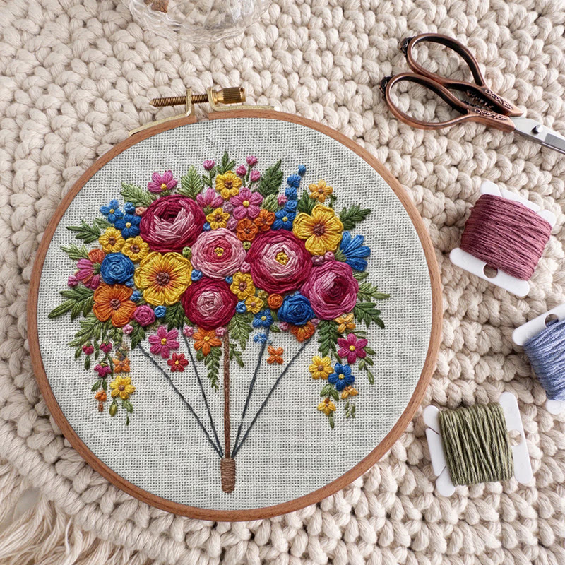 Rubbyoo Embroidery Kit - Blooming Bouquet | Diy Floral Collection | Nice Handmade Art - image 6
