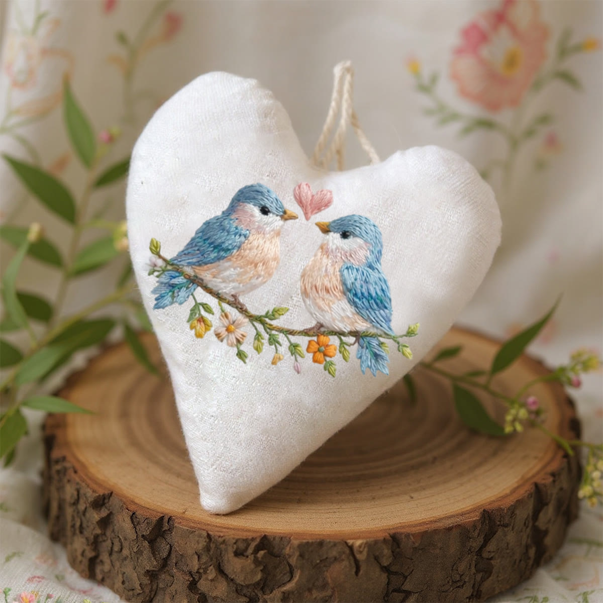 Rubbyoo Heart Embroidery Kit - Twin Birds Heart | Cute Hanging Ornament | Beginner-friendly Diy - image 4