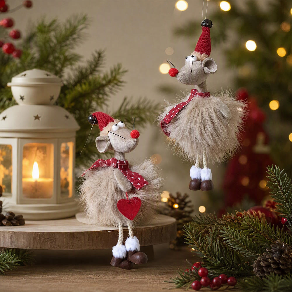 Rubbyoo Cute Mouse Plush Ornament  - Xmas Tree Hanging Decor | Handcrafted Christmas Party Accent - image 3