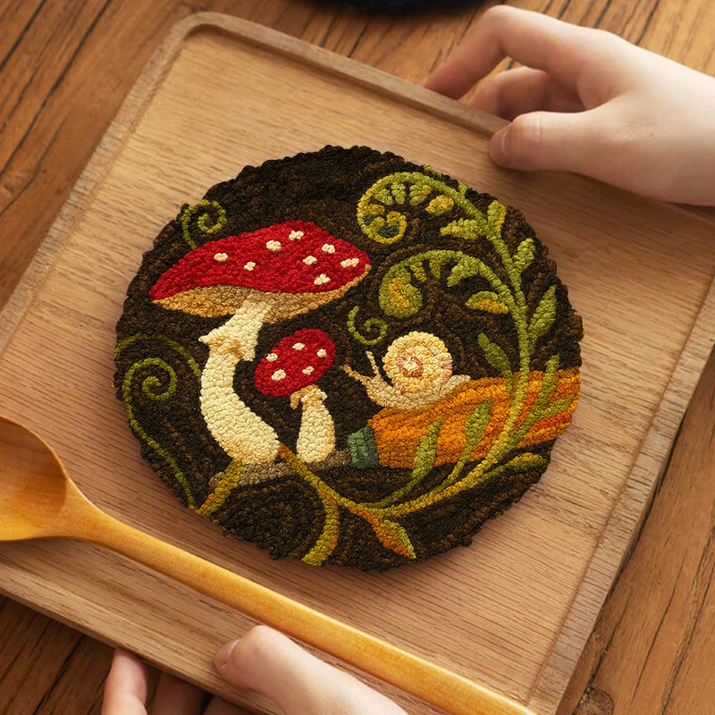 Cute Mushroom Punch Needle Kit - Wall Ornament Gift | Beginner Handmade Needlework - 5 inch Coaster Kit - image 11
