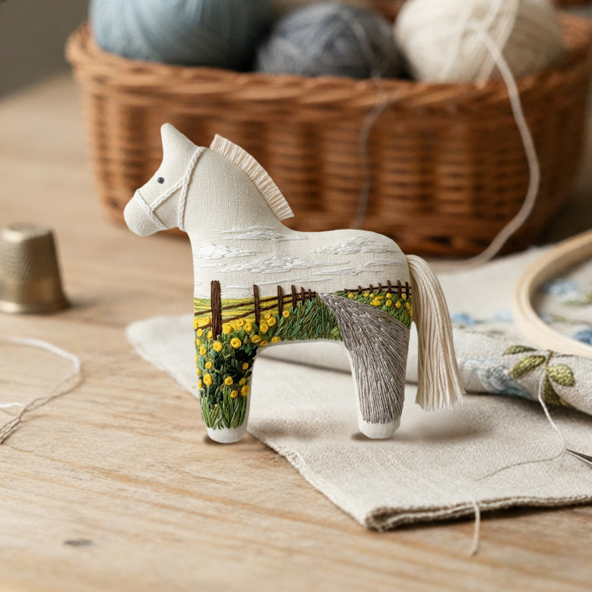 Rubbyoo Dala Horse Embroidery Kit - Suburban Scenery | Stuffed Handmade Toy | Unique Home Decor - image 3