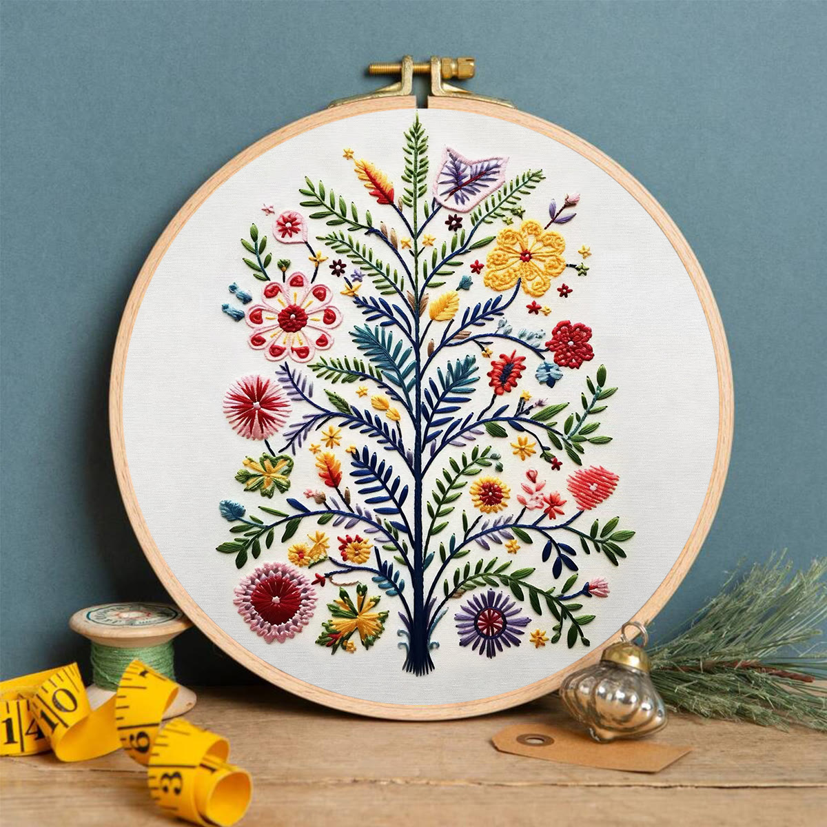 Rubbyoo Embroidery Kit - Blooming Tree | Creative Christmas Tree | Nice Desk Decor  - image 4