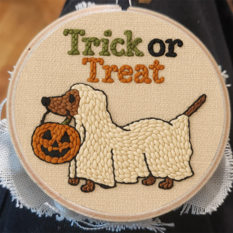 Trick Dog Punch Needle Kit - Creative Ghost Craft | Spooky Halloween Decoration - image 3